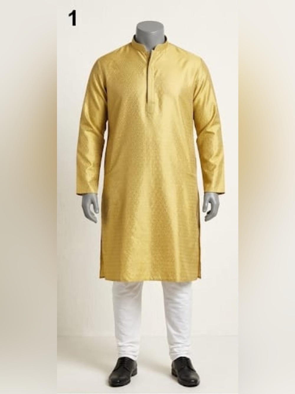Men's Gold Long Kurta - Premium Classic Festive Tunic